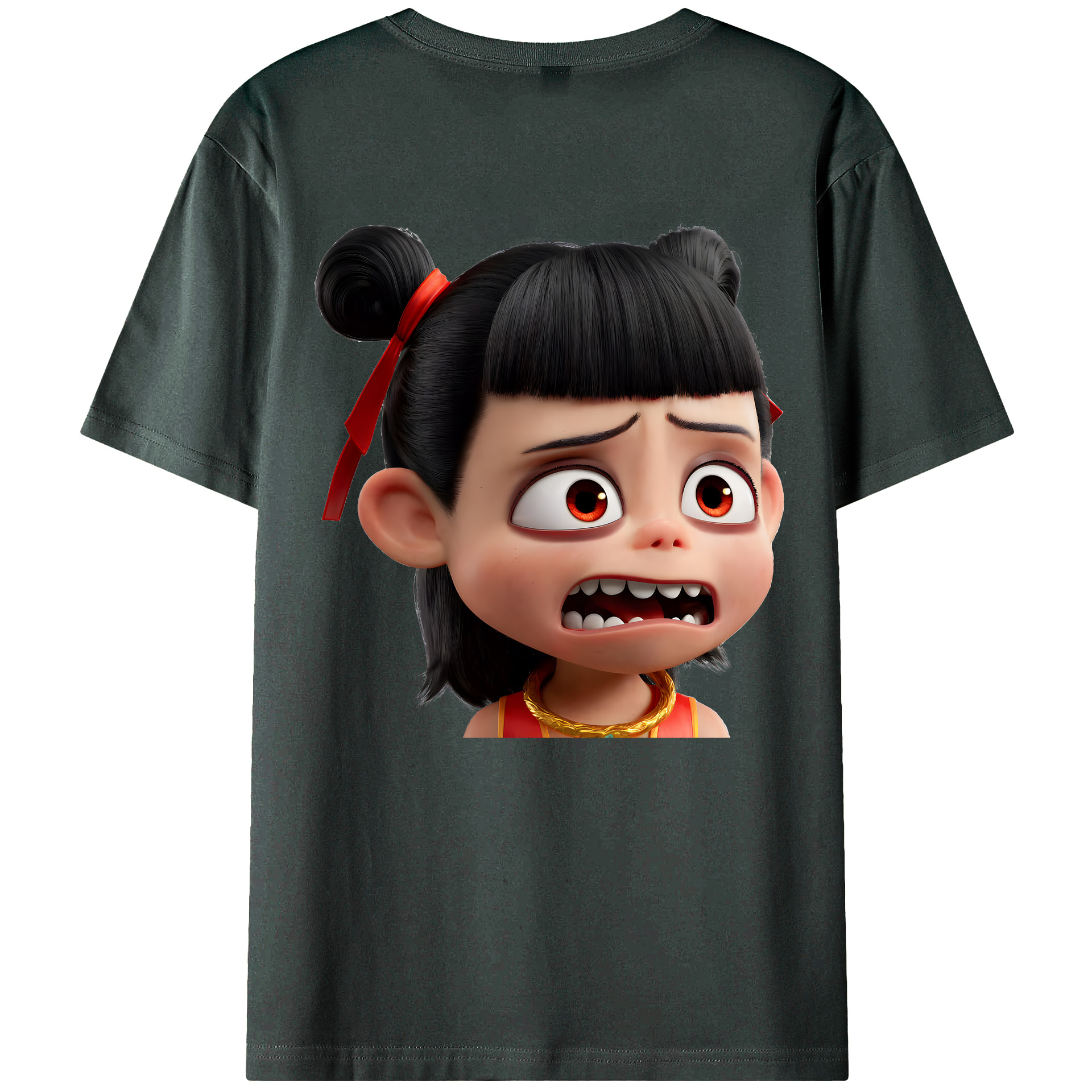 （画像用） Ne Zha 2 ナタ 魔童の大暴れ 綿100％ メンズ半袖Tシャツ（バックプリント） 通気性